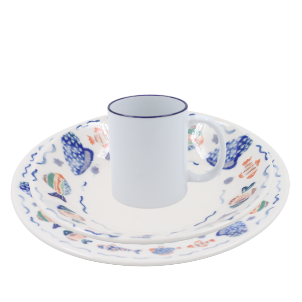 Vajilla de porcelana Anfora Acuario 9 piezas