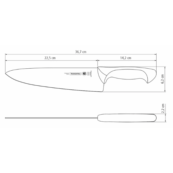 Cuchillo para chef 10 pulgadas blanco Tramontina Premium