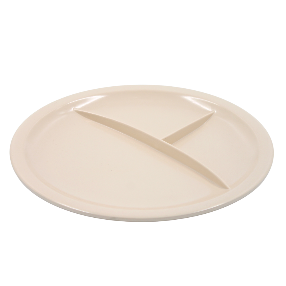 Plato redondo 3 divisiones Melamina Beige