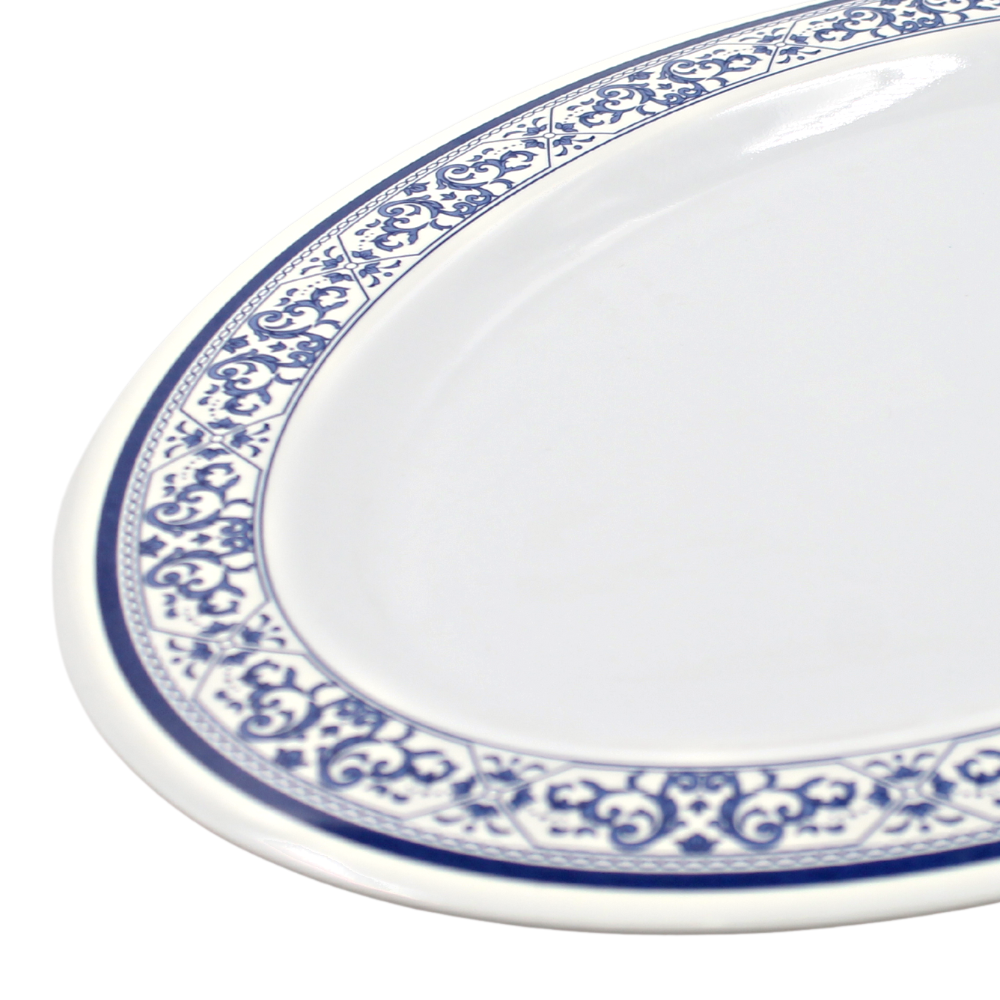 Plato oval 14&quot; melamina talavera azul