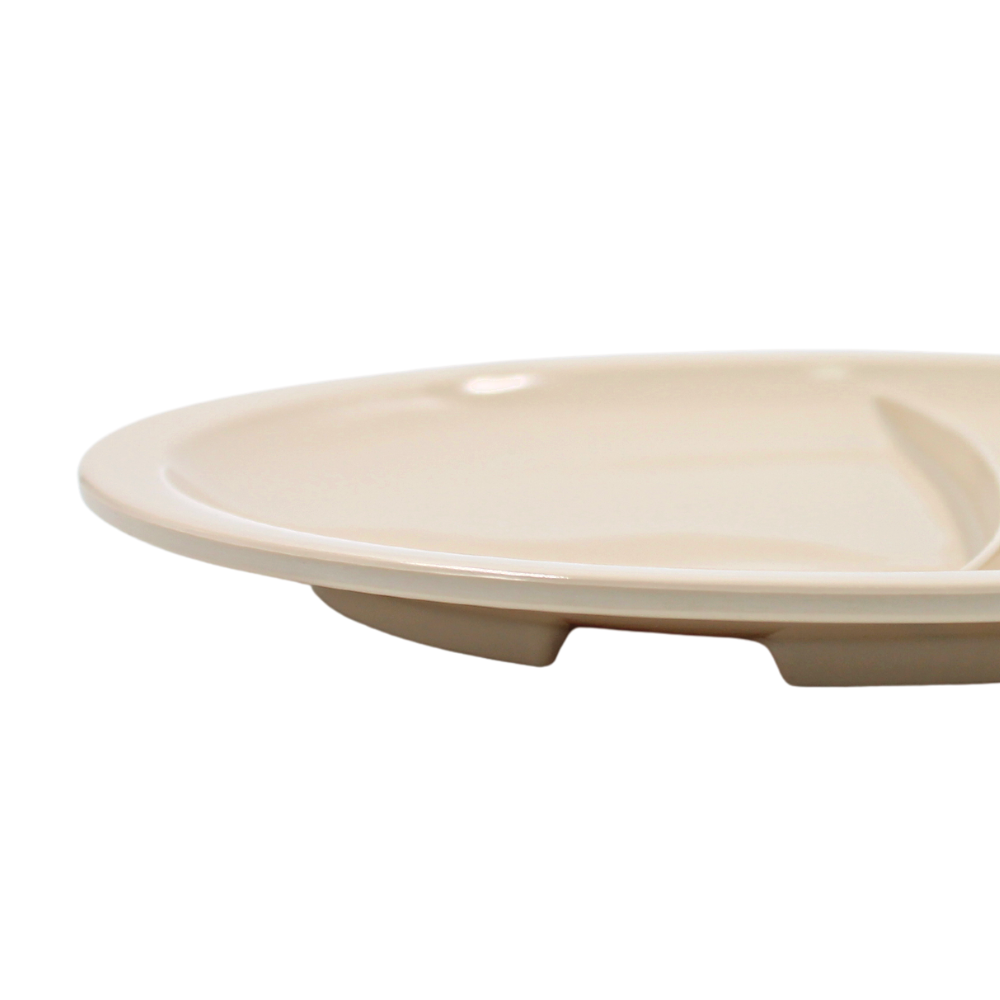 Plato trinche con 3 divisiones 10&quot; 25 cm melamina beige