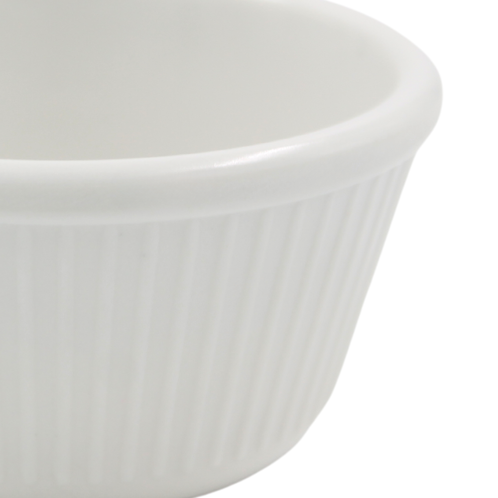 Ramekin blanco rayado 4 onzas melamina blanca