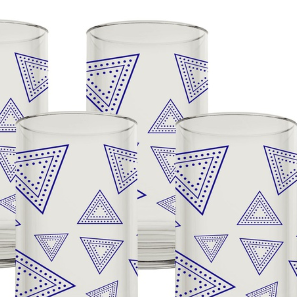 Juego de 6 vasos 12 onzas (354 ml) con decorado triángulos morado @