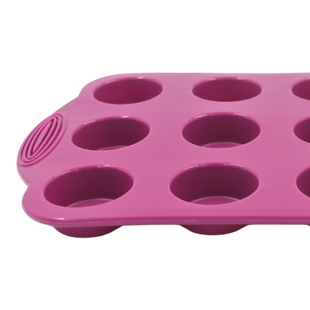 Molde de silicón para 12 mini cupcakes morado Press