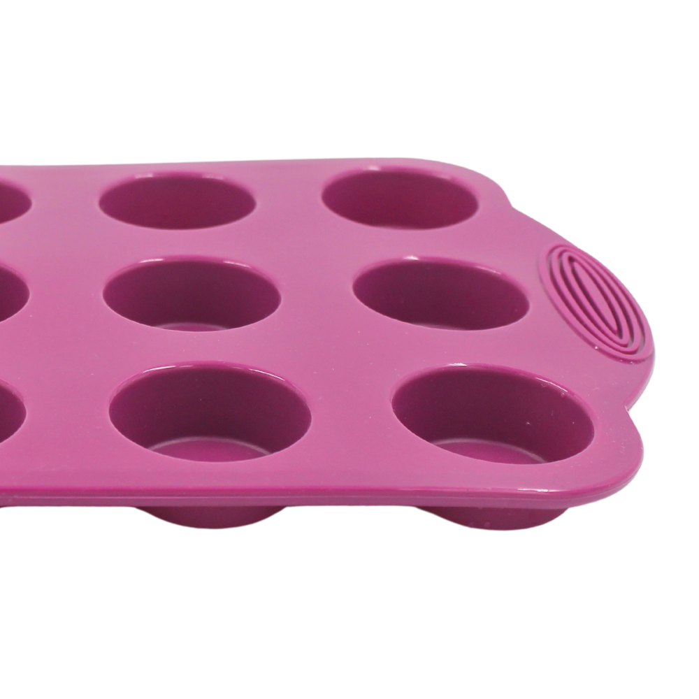 Molde de silicón para 12 mini cupcakes morado Press