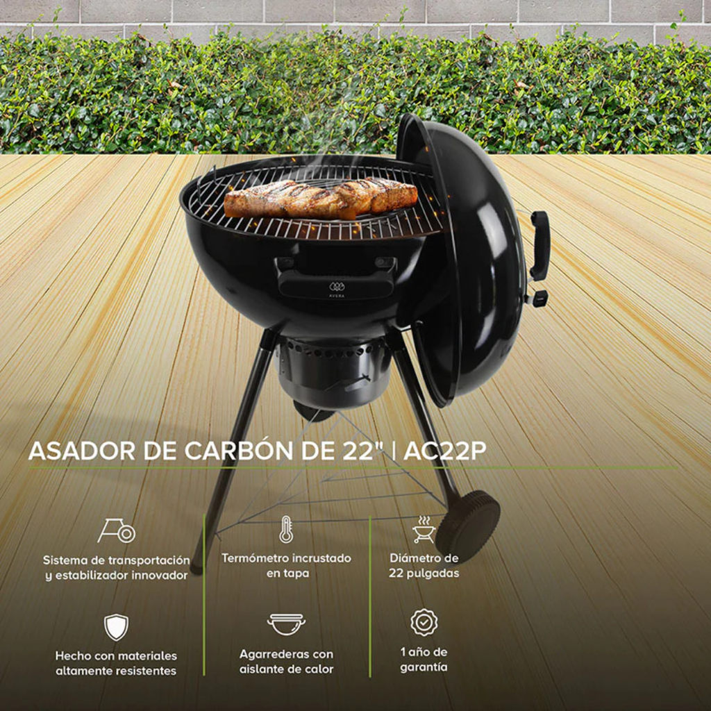 Asador de carbón de 22 pulgadas Avera