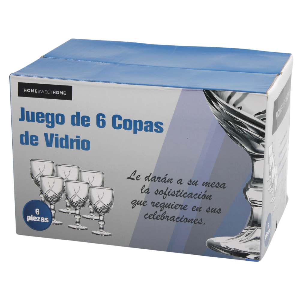 Juego de 6 copas de vidrio decorado HSH 300 ml Mod.GB042510HS