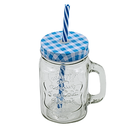 Mason Jar Labrado tapa mantel y popote 480 ml @