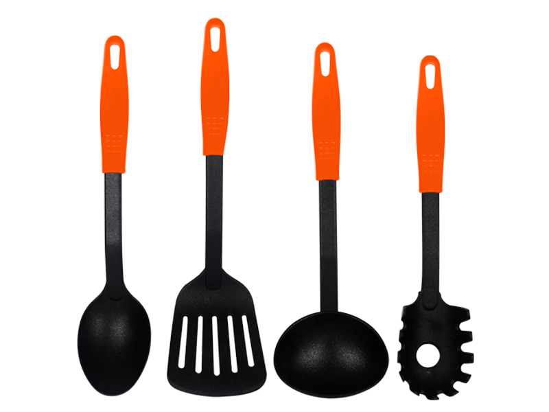 Set De 4 Utensilios Valery Nylon Mango Naranja (10)