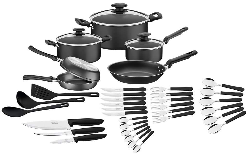 Batería de Cocina de 38 piezas Bremen Negro Tramontina