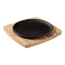 Mix Grill de hierro forjado redondo base de madera 28X28X1.8 cm@