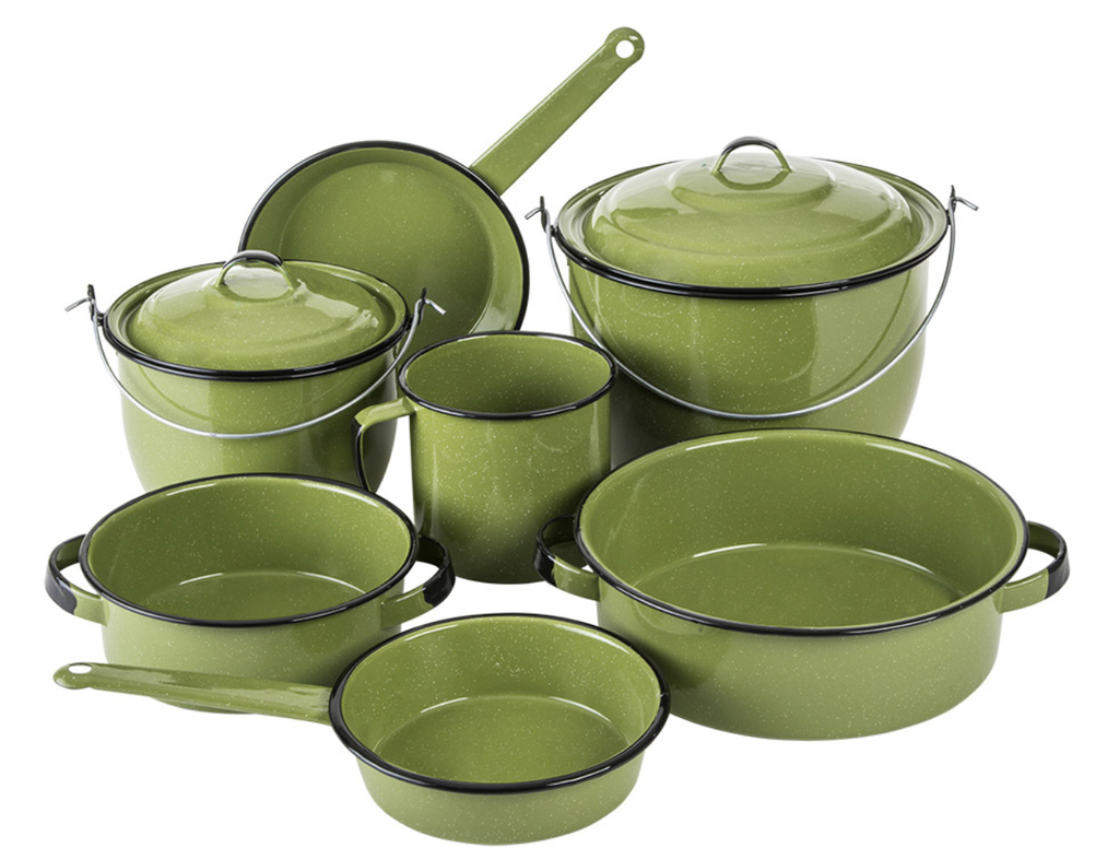 Batería de cocina Cinsa 9 piezas peltre línea Clásica Huasteca verde