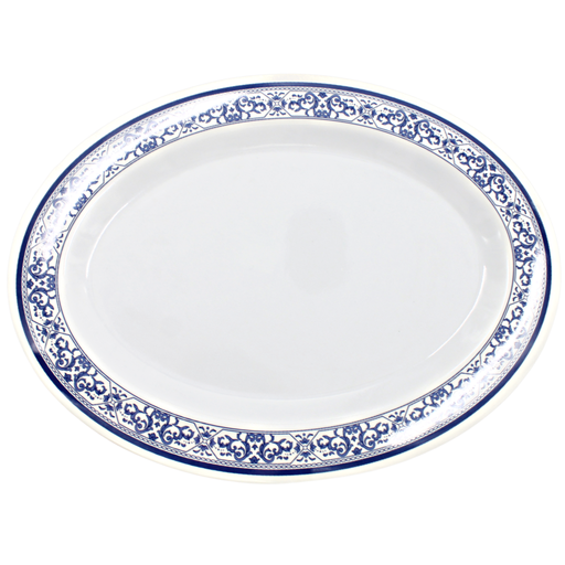 Plato oval 14&quot; melamina talavera azul