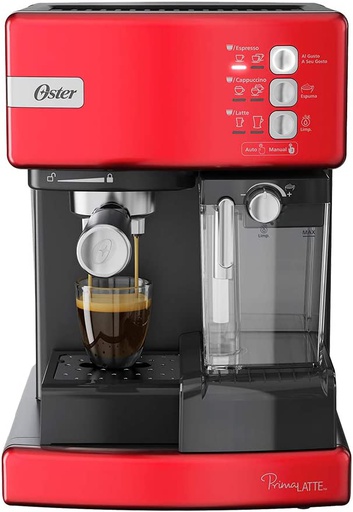 Cafetera automática de espresso roja Prima Latte Oster