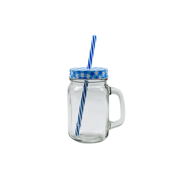 [1332429] Mason Jar liso tapa y popote 480 ml