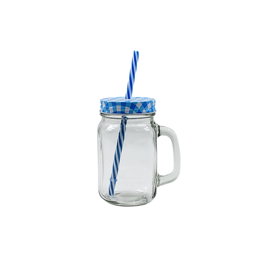 Mason Jar liso tapa y popote 480 ml