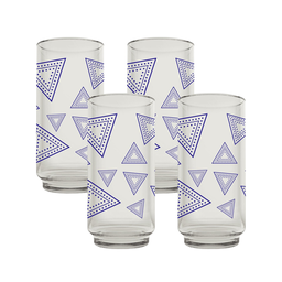 [1453540] Juego de 4 vasos 16 onzas (473 ml) con decorado triángulos morado(ONE SHOT)