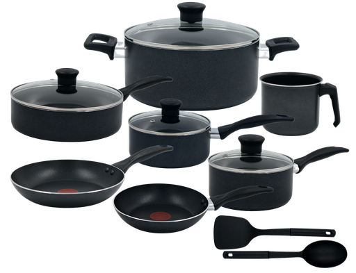 Batería de cocina 13 piezas T-fal Family Cook Gris