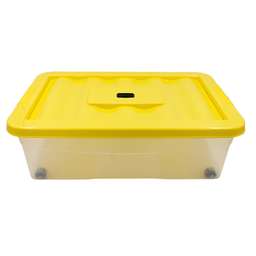 [188092] Caja de plástico Erick con ruedas y tapa amarilla