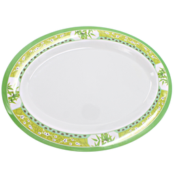 [1284138] Plato oval 14&quot; melamina Bambú Verde Clorofila